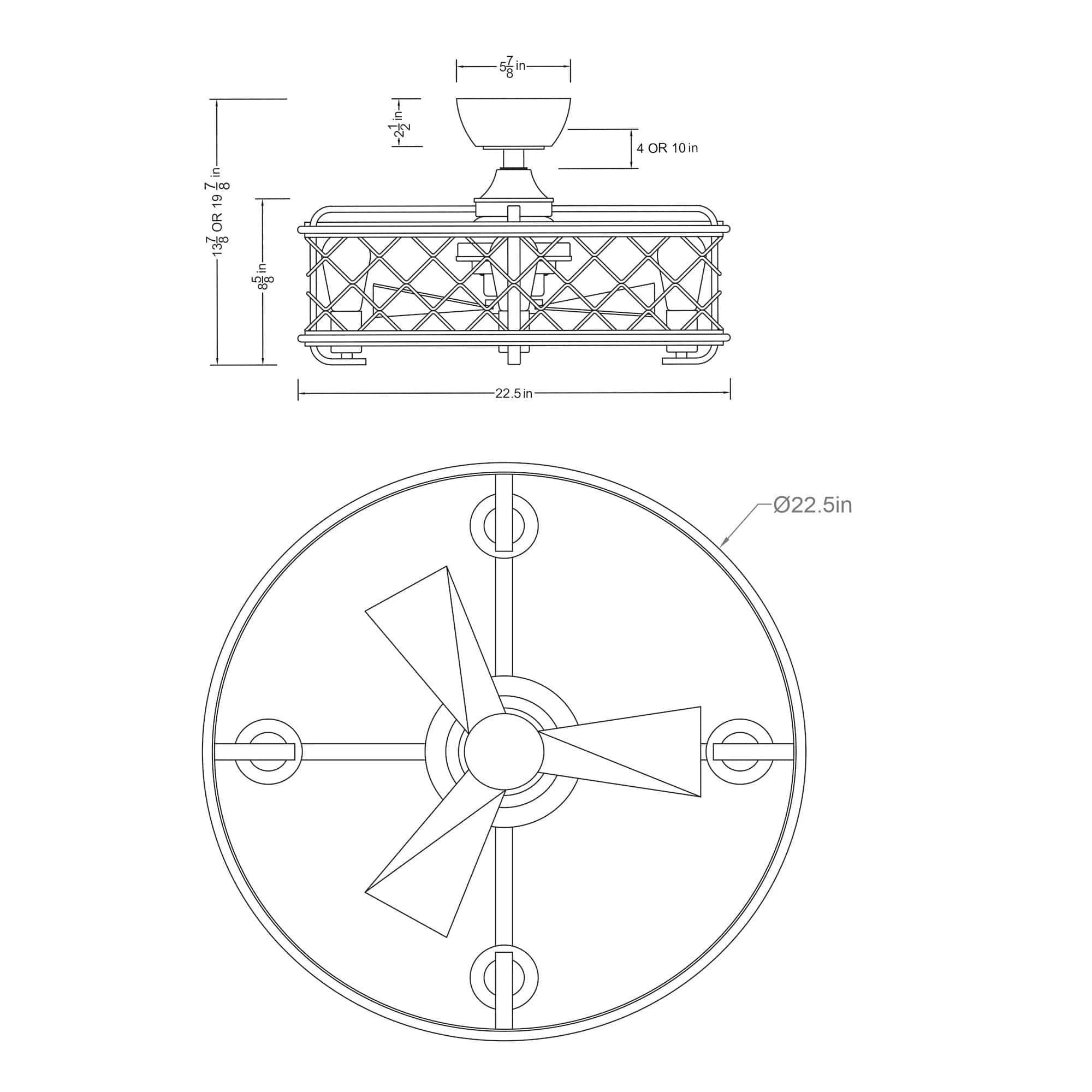 Parrot Uncle Parrot Uncle 22.5 In. Industrial Ceiling Fan with Lighting and Remote Control Ceiling Fan F8235110V