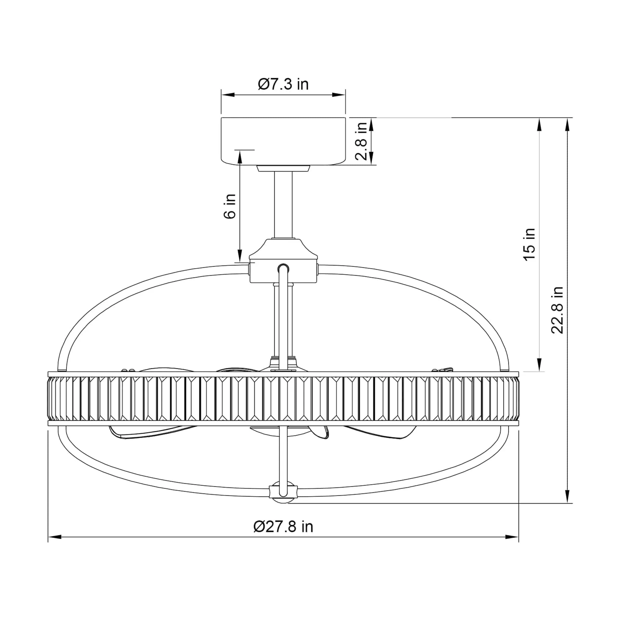 Parrot Uncle 27 In. Modern Crystal Ceiling Fan with Lighting and Remote Control