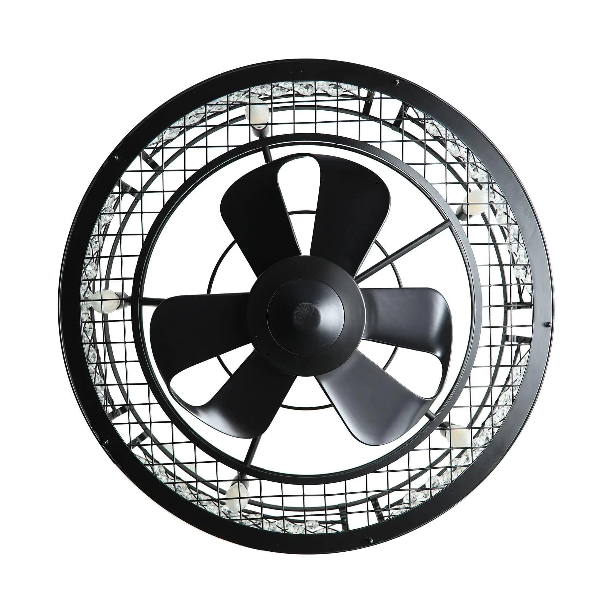 Parrot Uncle Parrot Uncle 27 In. Wright Industrial Crystal Ceiling Fan with Lighting in Black Ceiling Fan F8215110V