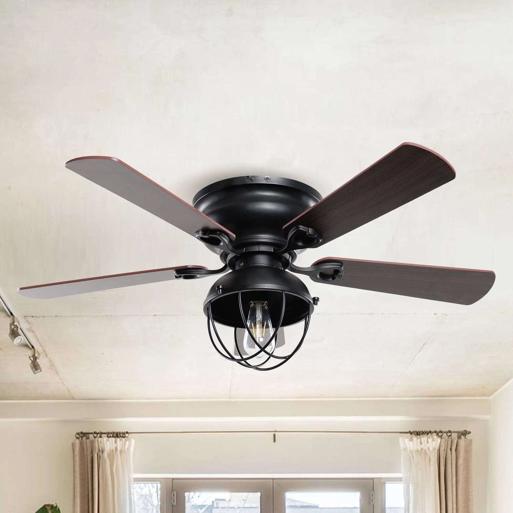 Parrot Uncle Parrot Uncle 42 In. Industrial Ceiling Fan with Lighting and Remote Control Ceiling Fan F6232Q110V