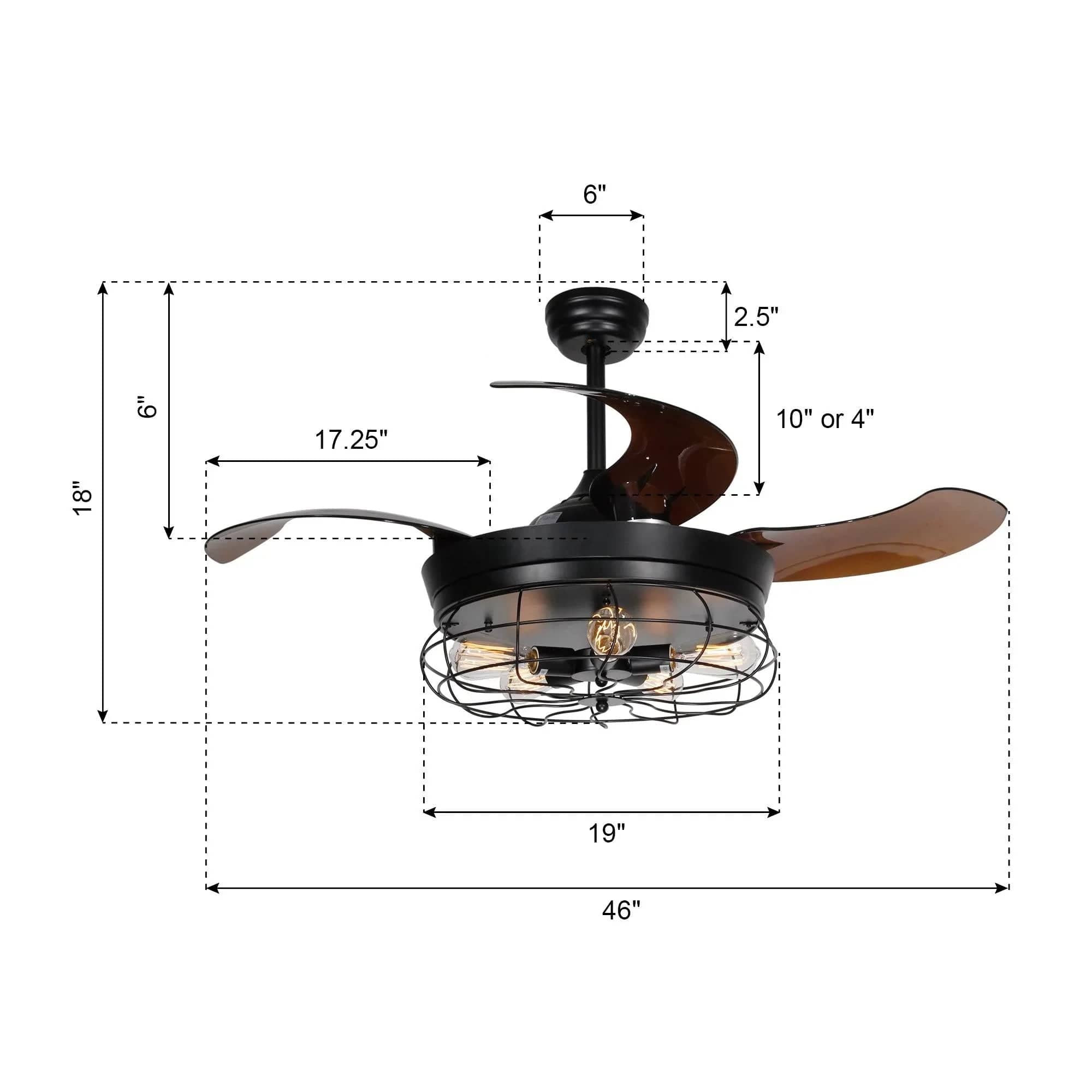 Parrot Uncle Parrot Uncle 46 In. Benally Industrial Ceiling Fan with Lighting and Remote Control Ceiling Fan F4503AGQ110V