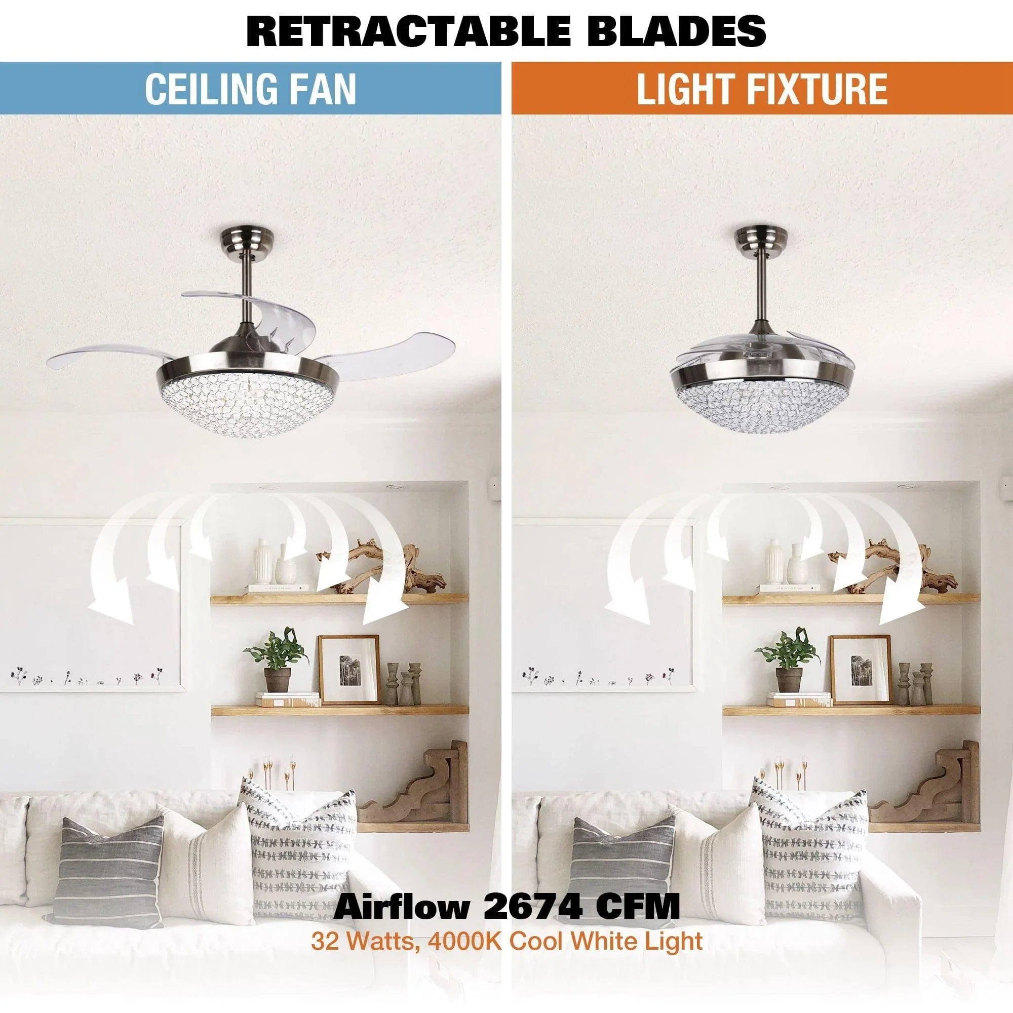Parrot Uncle Parrot Uncle 46 In. Brownesville Modern Ceiling Fan with Lighting and Remote Control Ceiling Fan F4401DFQ110V