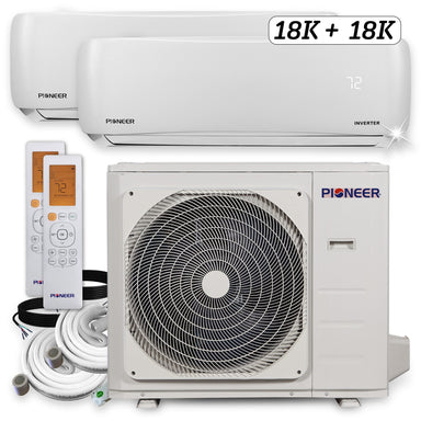 Pioneer Dual 36000 BTU 3-Ton 21.8 SEER Multi (2) Zone Wall Mount Air Conditioner Heat Pump 230-Volt PMK WYS040GMHI22M4-18W-18W