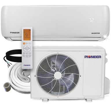 Pioneer® 9,000 BTU 22.7 SEER2 Ductless Mini-Split Inverter++ Energy-Star Air Conditioner Heat Pump System Full Set 115V Full Features
