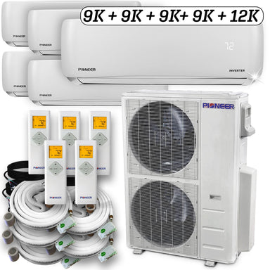 Pioneer Quint 48000 BTU 4-Ton 21.5 SEER Multi (5) Zone Wall Mount Air Conditioner Heat Pump 230-Volt PMK WYS050GMHI22M5-12W-9W-9W-9W-9W