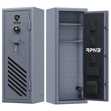 RPNB Safe 14 Gun Large Fireproof Biometric Fingerprint Gun Safe for Pistols and Rifles, Grey, RPNB RPFS14-G Rifle Safe FS-14-G