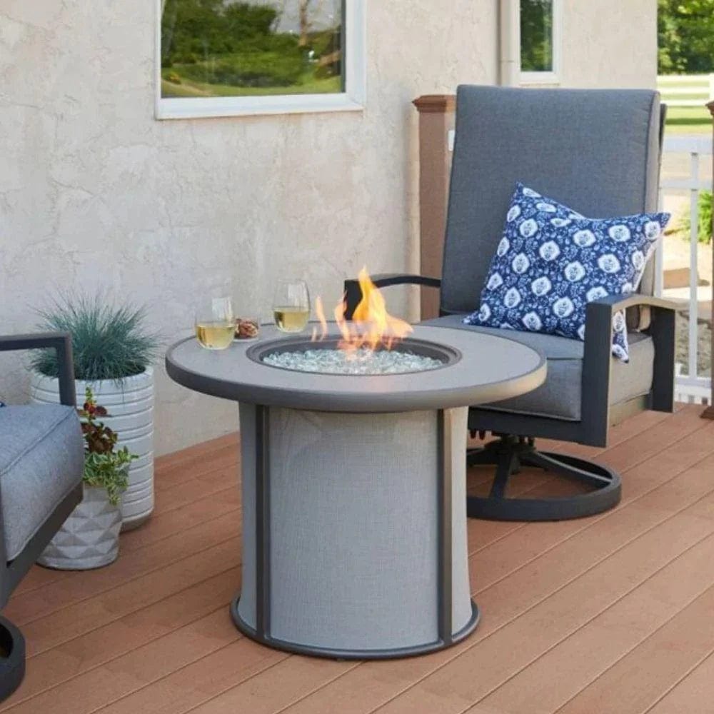 the outdoor greatroom The Outdoor GreatRoom Company Stonefire 31-Inch Round Gas Fire Pit Table Gray SF-32-GRY-K