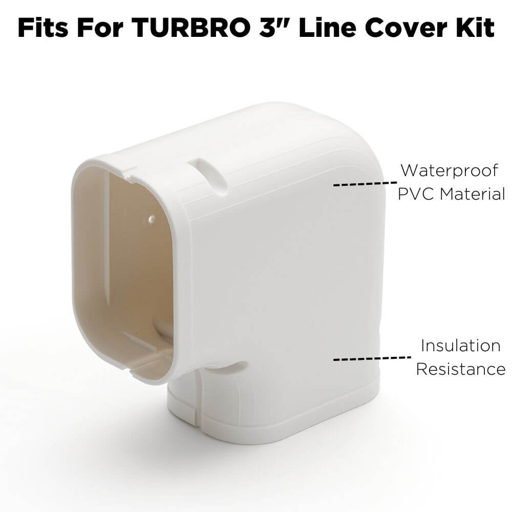 TURBRO 90° Flat Elbow Part, Line Cover Set for Split AC Accessories Fit for 3'W