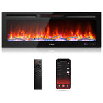 Turbro In Flames INF50W-3D WiFi Smart Wall Mounted Electric Fireplace - Tempered Glass