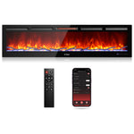 Turbro In Flames INF72W-3D WiFi Smart Wall Mounted Electric Fireplace - Tempered Glass