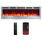 Turbro In Flames WiFi Smart Wall Mounted Electric Fireplace - Stainless Steel