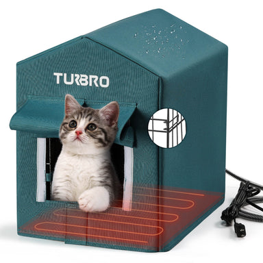 TURBRO Neighborhood CH17A Heated Cat House Small Animal Heating Blue