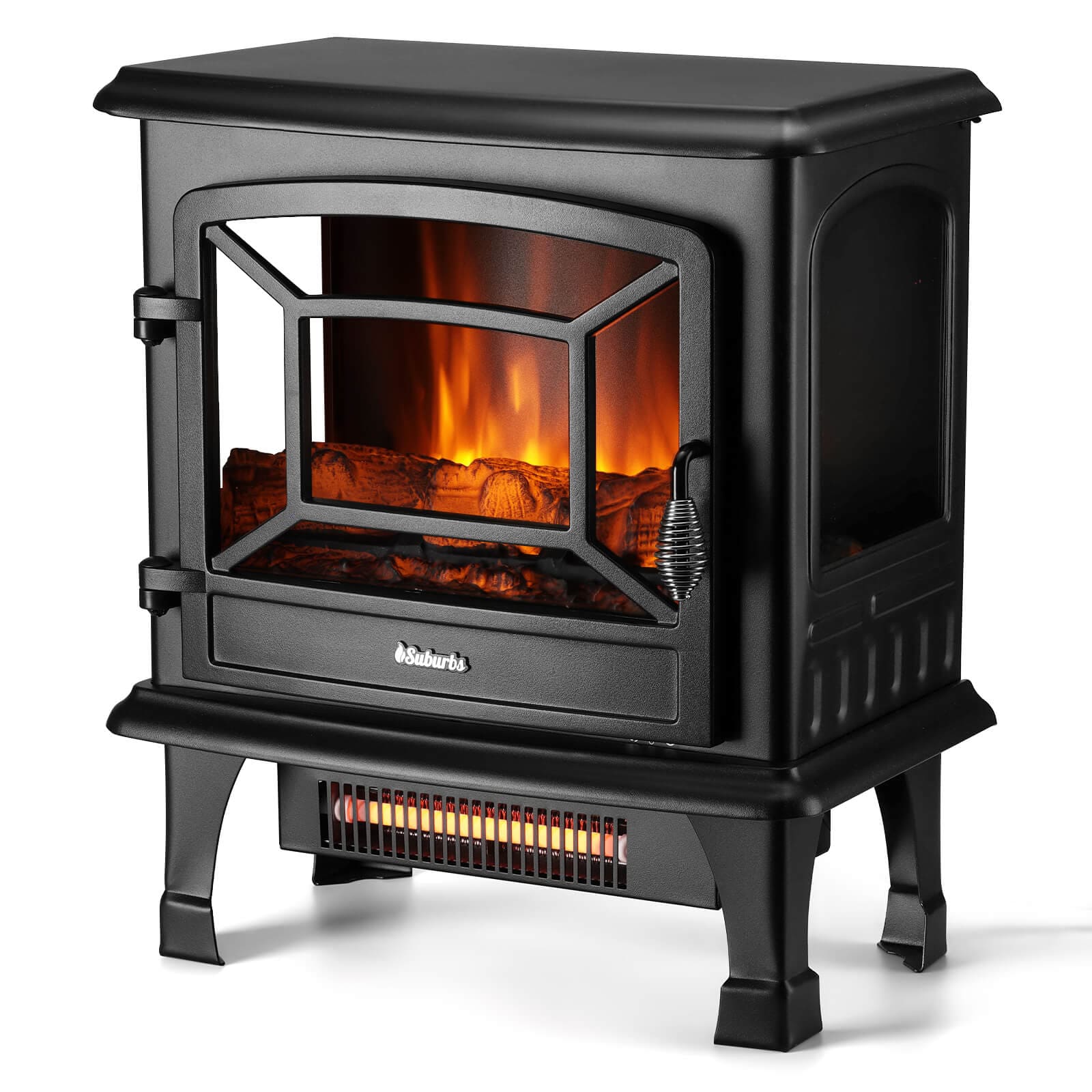 TURBRO Suburbs TS20-SD Electric Fireplace Stove Heater with Sound Electric Fireplace Stove Black