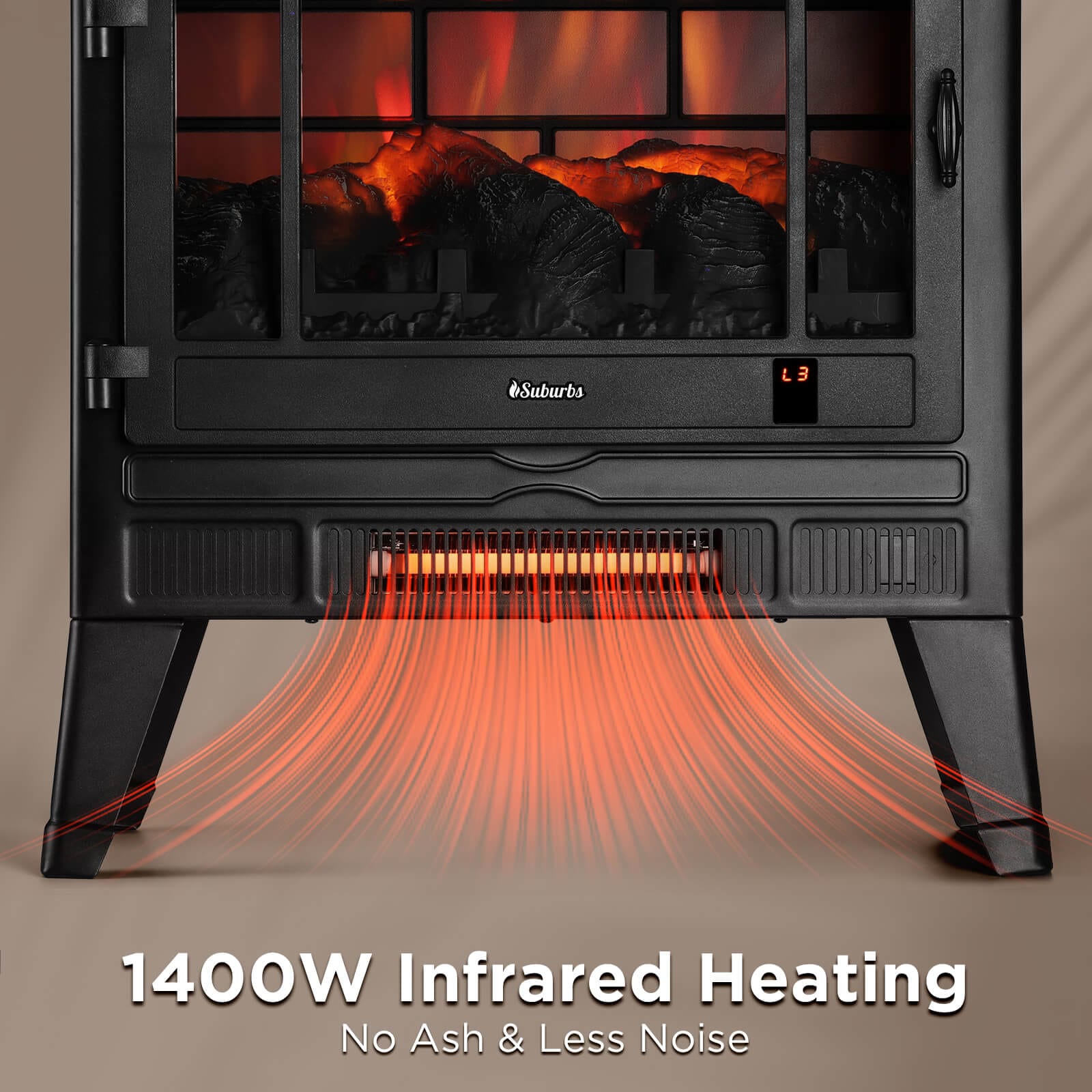 TURBRO Suburbs TS25 Smart Electric Fireplace Stove Heater, WiFi Enabled Electric Fireplace Stove