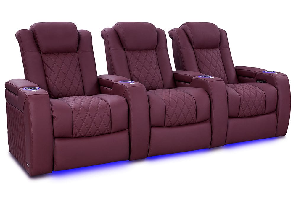 Valencia Theater Seating Valencia Theater Tuscany Ultimate Luxury Edition Semi-Aniline Italian Nappa Leather 20000 Burgundy / Row of 3 | Width: 99" Height: 43.5" Depth: 39.75" TuscanyUltimate-L-55