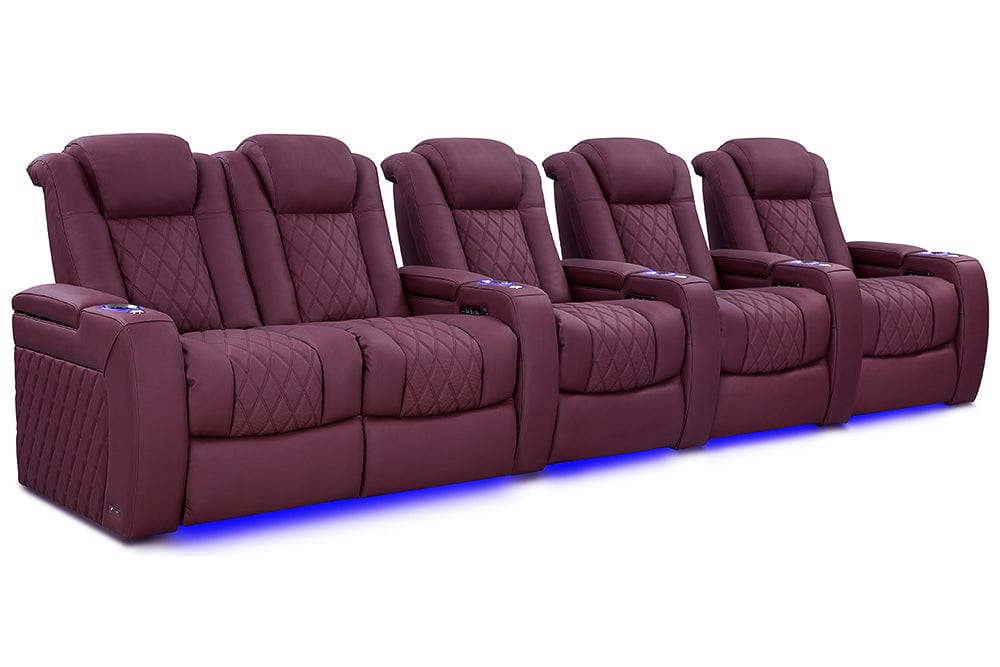 Valencia Theater Seating Valencia Theater Tuscany Ultimate Luxury Edition Semi-Aniline Italian Nappa Leather 20000 Burgundy / Row of 5 Loveseat Left | Width: 153.75" Height: 43.5" Depth: 39.75" TuscanyUltimate-L-63
