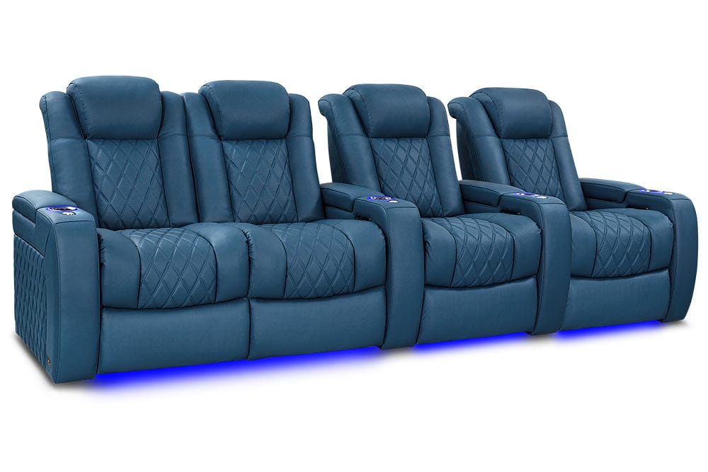 Valencia Theater Seating Valencia Theater Tuscany Ultimate Luxury Edition Semi-Aniline Italian Nappa Leather 20000 Steel Blue / Row of 4 – Loveseat Left | Width: 123" Height: 43.5" Depth: 39.75" TuscanyUltimate-L-47