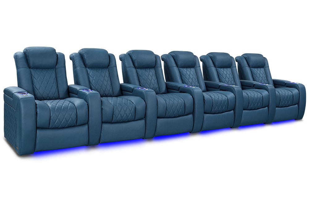 Valencia Theater Seating Valencia Theater Tuscany Ultimate Luxury Edition Semi-Aniline Italian Nappa Leather 20000 Steel Blue / Row of 6 | Width: 191.25" Height: 43.5" Depth: 39.75" TuscanyUltimate-L-52